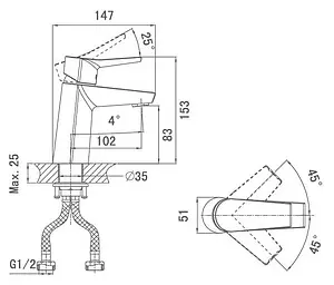 Смеситель для раковины D&K Mosel Rhein хром DA1262101, 2