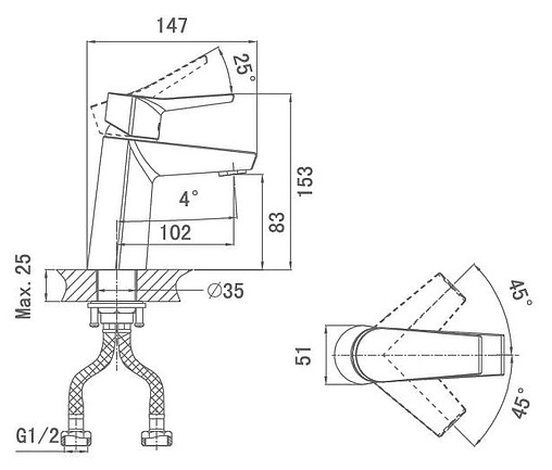 Смеситель для раковины D&amp;K Mosel Rhein хром DA1262101