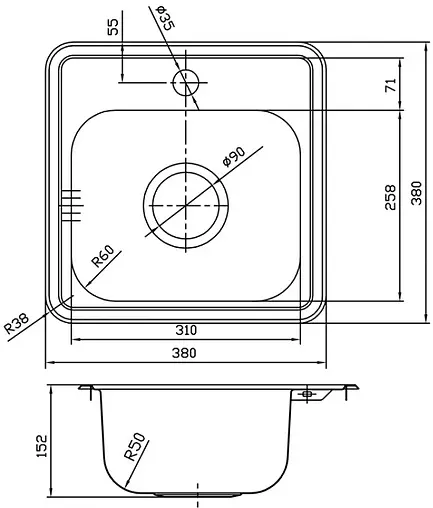 Мойка кухонная IDDIS Strit 38 хром STR38P0i77