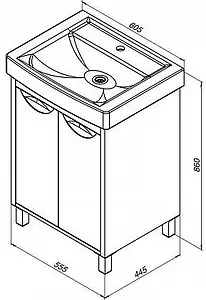 Тумба-умывальник напольная Aquanet Гретта 60 New белый/светлый дуб 00239401+00185551 Тумба-умывальник напольная Aquanet Гретта 60 New белый/светлый дуб 00239401+00185551, 2