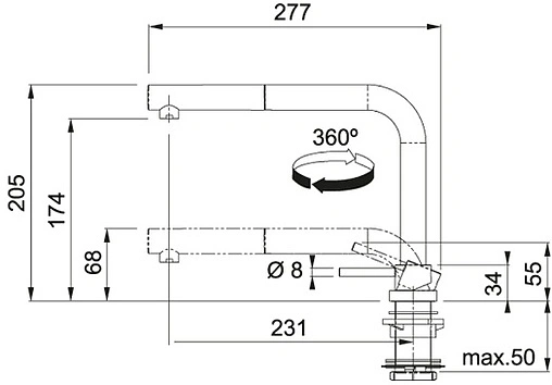 Смеситель для кухни с выдвижным изливом для установки перед окном Franke Active Window хром 115.0486.978