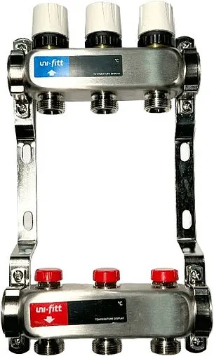 Группа коллекторная без расходомеров 3 отвода 1&quot;в/в x ¾&quot;ек Uni-fitt TECHNO 451W4303
