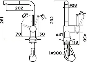 Смеситель для кухни с выдвижным изливом Omoikiri Akashi-S-LG светлое золото 4994263 Смеситель для кухни с выдвижным изливом Omoikiri Akashi-S-LG светлое золото 4994263, 2