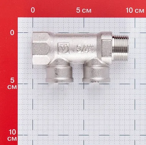 Коллектор распределительный проходной 2 отвода ¾&quot;в/н x ½&quot;в Valtec VTc.550.N.0502