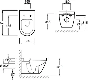Унитаз подвесной Jacob Delafon Rodin белый EDC102-00 Унитаз подвесной Jacob Delafon Rodin белый EDC102-00, 2