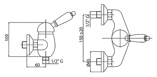 Смеситель для душа Cezares Vintage хром VINTAGE-DM-01-Sw