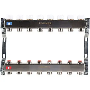 Группа коллекторная без расходомеров 8 отводов 1&quot;в/в x ¾&quot;ек Rommer RMS-3200-000008, 1