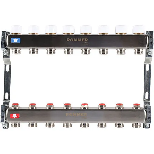 Группа коллекторная без расходомеров 8 отводов 1&quot;в/в x ¾&quot;ек Rommer RMS-3200-000008
