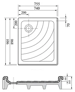 Поддон для душа Ravak Aneta 75x90 EX A003701320, 3