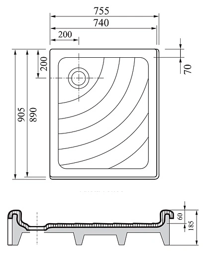 Поддон для душа Ravak Aneta 75x90 EX A003701320