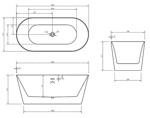 Ванна акриловая отдельностоящая Abber 150x70 AB9222-1.5