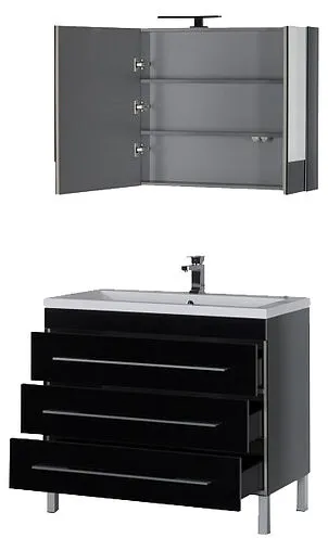 Шкаф-зеркало Aquanet Верона 100 чёрный 00175386