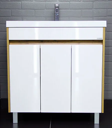 Тумба-умывальник напольная Домино Karlo 80 белый/дуб вотан DK5304T+4627173210188