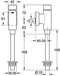 Кран для писсуара нажимной Grohe Rondo хром глянцевый 37346000, 2