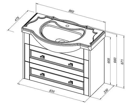Тумба-умывальник подвесная Aquanet Монте 85 белый матовый 00303998