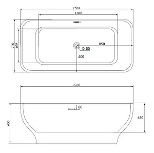 Ванна акриловая отдельностоящая Abber 170x70 AB9220 Ванна акриловая отдельностоящая Abber 170x70 AB9220, 2