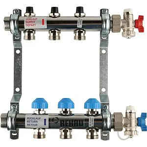Группа коллекторная без расходомеров 3 отвода 1&quot;н/н x ¾&quot;ек Rehau HKV 12180311001, 1
