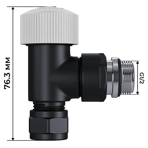 Комплект вентилей терморегулирующих угловых 15x1.0 x ½&quot;н Royal Thermo Design Pro черный RATVXU11215BL