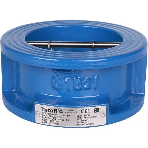 Клапан обратный поворотный двустворчатый межфланцевый Ду80 Ру16 Tecofi CB3448N-EP0080