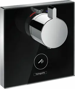 Термостат с отдельным выводом для ручного душа Hansgrohe ShowerSelect Glass Highflow чёрный/хром 15735600 Термостат с отдельным выводом для ручного душа Hansgrohe ShowerSelect Glass Highflow чёрный/хром 15735600, 1