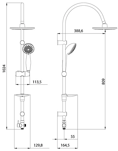 Душевая система без смесителя Lemark хром LM8801C Душевая система без смесителя Lemark хром LM8801C