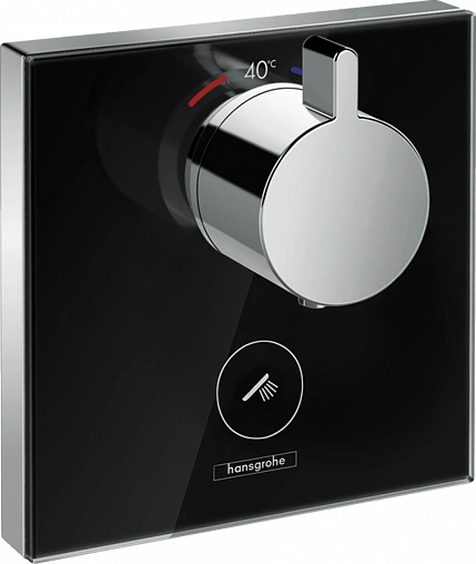 Термостат с отдельным выводом для ручного душа Hansgrohe ShowerSelect Glass Highflow черный/хром 15735600