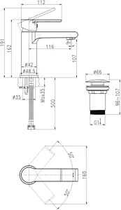 Смеситель для раковины Cersanit Brasko black чёрный матовый 63107, 2