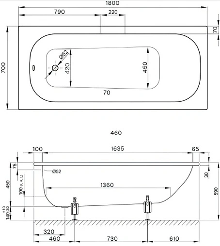 Ванна стальная Bette Classic 180х70 белый 1271-000