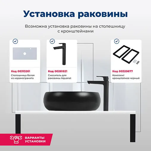 Раковина Aquanet Round 36 черный матовый ROUND-1-MB