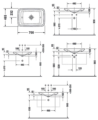 Раковина Duravit Puravida 70 белый 0369700000