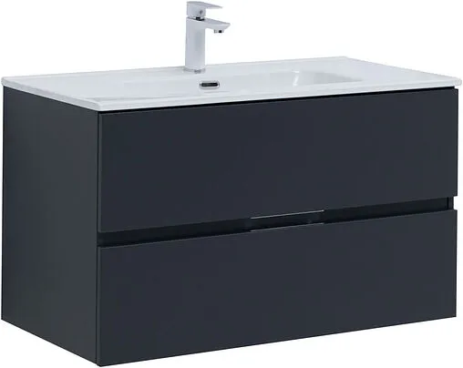 Тумба-умывальник подвесная Aquanet Алвита New 90 антрацит 00303919+00284029