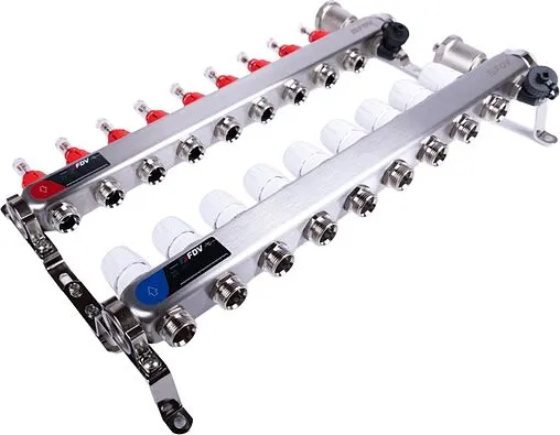 Группа коллекторная с расходомерами 9 отводов 1&quot;в/в x ¾&quot;ек FDV S1103C-2/9