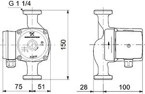 Насос циркуляционный для ГВС Grundfos UP 20-30 NK 59643501 Насос циркуляционный для ГВС Grundfos UP 20-30 NK 59643501, 2