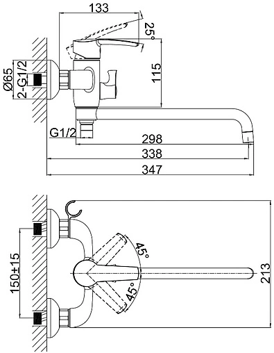 Смеситель для ванны с длинным изливом D&amp;K Rhein Valerius хром DA1363301