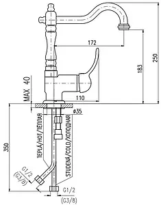 Смеситель для раковины Rav Slezak Labe золото L008.5/8Z Смеситель для раковины Rav Slezak Labe золото L008.5/8Z, 2