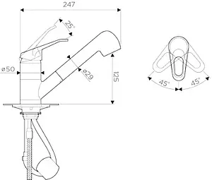 Смеситель для кухни с выдвижным изливом Omoikiri Takayama-S хром OTA-CR-40, 2