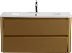 Тумба-умывальник подвесная Cezares Relax 100 брашированное золото RELAX-1000-2C-SO-BORO-P+CZR-1000/480-LV-MR-NV Тумба-умывальник подвесная Cezares Relax 100 брашированное золото RELAX-1000-2C-SO-BORO-P+CZR-1000/480-LV-MR-NV, 1