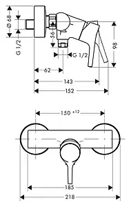 Смеситель для душа Hansgrohe Talis S хром 72600000 Смеситель для душа Hansgrohe Talis S хром 72600000, 2