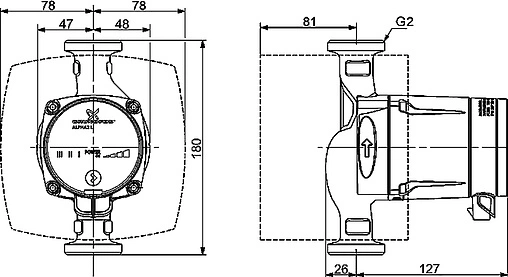 Насос циркуляционный Grundfos Alpha2 L 32-60 180 98286503