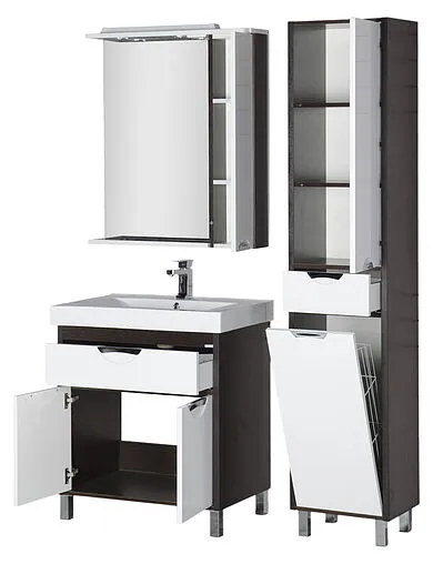 Шкаф-зеркало Aquanet Гретта 75 R белый/венге 00173995