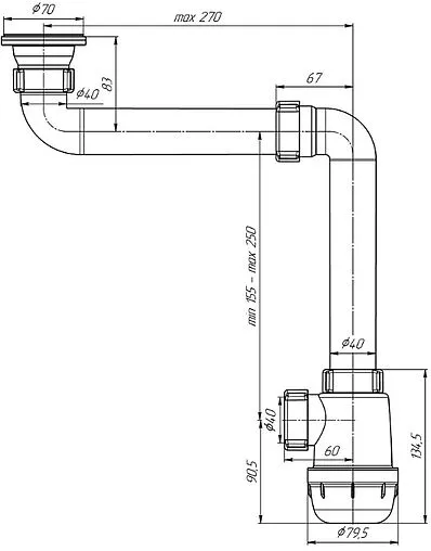 Сифон бутылочный для мойки Ани Пласт Грот A5000 Сифон бутылочный для мойки Ани Пласт Грот A5000