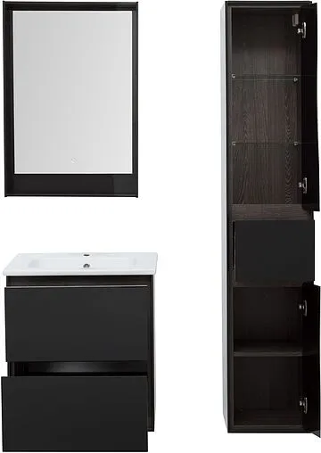 Тумба под умывальник подвесная Aquanet Милан 60 чёрный глянец 00269306