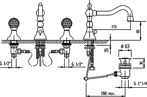 Смеситель для раковины Cezares Atlantis бронза ATLANTIS-BLS2-A-02-Sw, 3