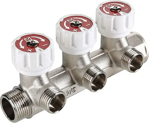 Коллектор регулирующий проходной 3 отвода ¾&quot;в/н x ½&quot;к Valtec VTc.570.N.0503