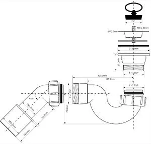 Сифон для душевого поддона с пробкой Mc Alpine хром MRB3, 2