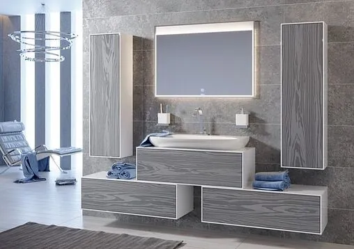 Тумба-умывальник подвесная Aqwella Genesis 100 миллениум серый/белый GEN0110MG+Esc.09.04.D