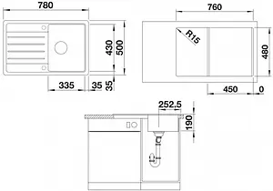 Мойка кухонная Blanco Legra 45 S 78 алюметаллик 522202 Мойка кухонная Blanco Legra 45 S 78 алюметаллик 522202, 2