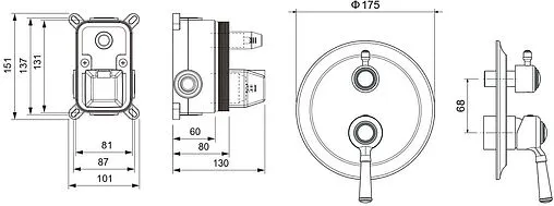 Смеситель для ванны скрытого монтажа Aquatek Классик полированное золото AQ1546PG