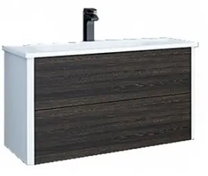 Тумба-умывальник подвесная Aquaton Брук 100 (2 ящика) дуб феррара/белый, 1