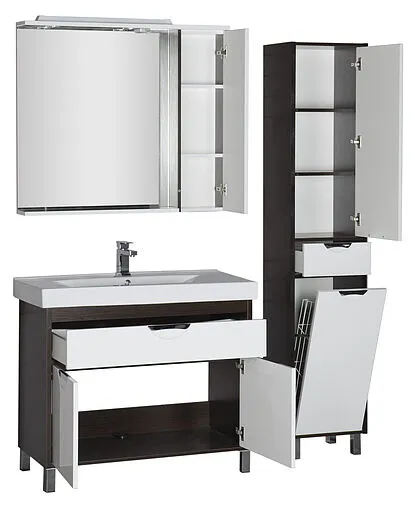 Шкаф-зеркало Aquanet Гретта 100 R белый/венге 00173996